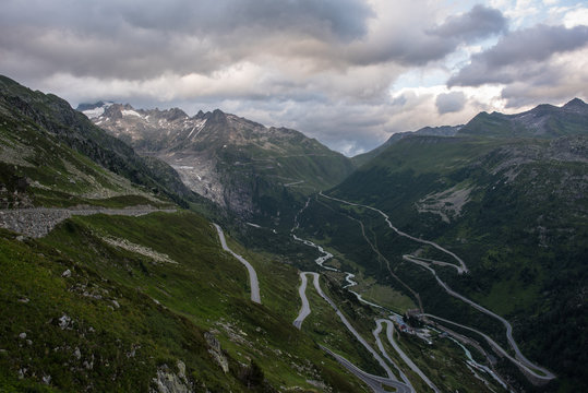 Grimselpass and furkapass switzerland after sunset