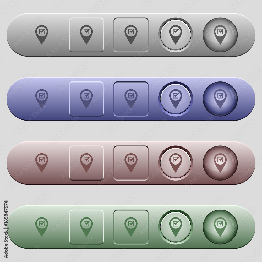 Sticker checkpoint gps map location icons on horizontal menu bars