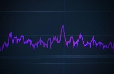 Concept of business and investments in stock market. Graphics of lilac color. Horizontal studio shot.
