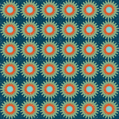 Modern vector abstract seamless geometric pattern with stylized flowers  in retro scandinavian style.