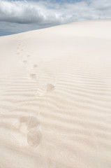 Trace of footprints in the sand