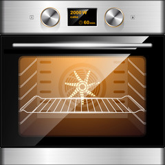 Electric oven in stainless steel and glass. Electronic control.