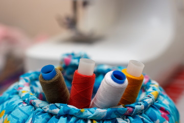 Colorful thread spools