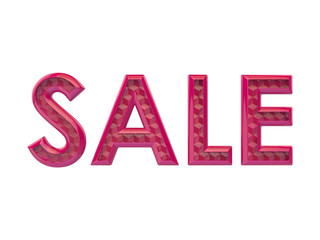 3d rendering. The word sale on white background. Isolate. Pink.