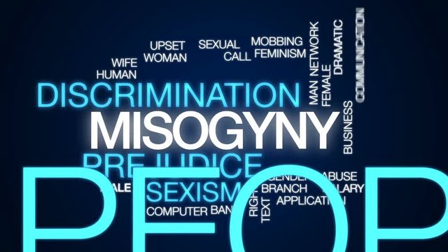 Misogyny animated word cloud, text design animation.