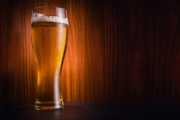 Glass full of cold beer