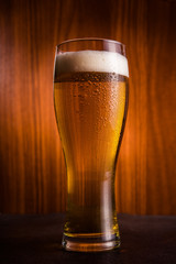 Glass full of cold beer