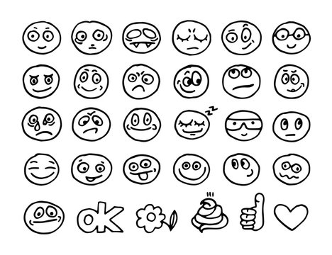 Emoticon doodles set