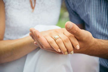 Wedding hands with rings