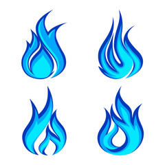 set of blue flame icons © adresiastock