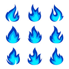 set of blue flame icons © adresiastock