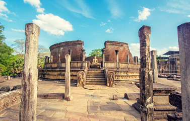 Vintage Colour Effect Of Polonnaruwa  Ancient Vatadage That Is An Ancient Structure Built For Hold The Tooth Relic Of The Buddha . Polonnaruwa Is The second most ancient of Sri Lankas kingdoms