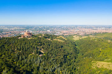 Fototapeta na wymiar Aerial view of San Luca, Bologna.