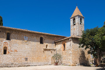Fototapeta na wymiar Bell tower of Saint Gregoire church at Tourrettes-sur-Loup in southeastern France.