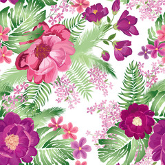 Floral seamless pattern. Spring Flower rose bouquet background.