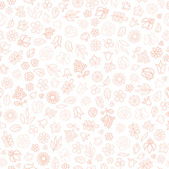 Flower icon seamless pattern. Floral leaves and flowers summer decor