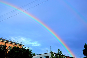 Rainbow in the city landscape