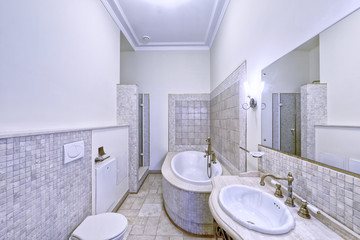 Interior design bathroom luxury house.