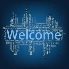 Welcome Tag Cloud in different languages, vector