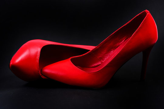 Formal elegant high heel footwear in red colour