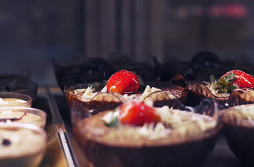 Sweet desserts with strawberry.