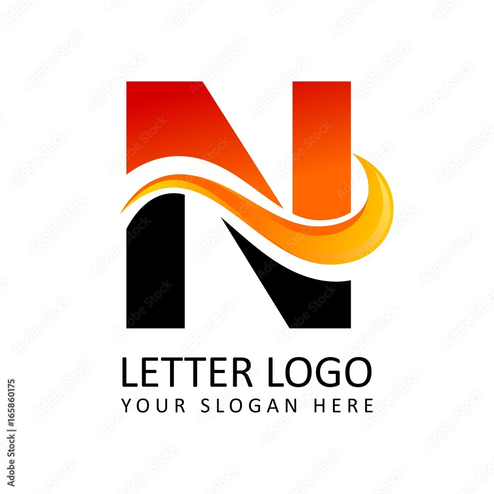 Wall mural Letter N Fire Logo