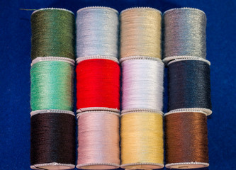 Colorful Cotton Reel Spools of Sewing Thread