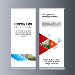 Roll up business banner design vertical template vector.