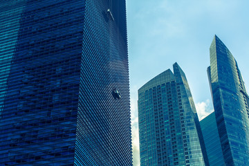 Views of the skyscrapers of business district of the metropolis.