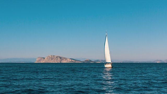 Sailboat in the Aegean sea. Luxury Sailing.
