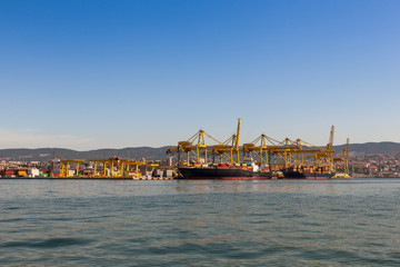 Obraz premium Crane bridge in shipyard
