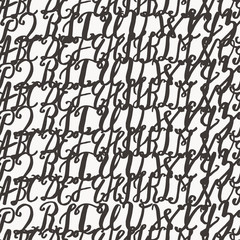 Seamless pattern with hand drawn alphabet