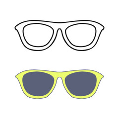 Hand drawn glasses outline set.