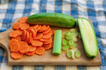 Preparing Vegetables. Vegetarian organic raw food