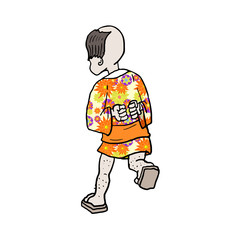 oriental man walking