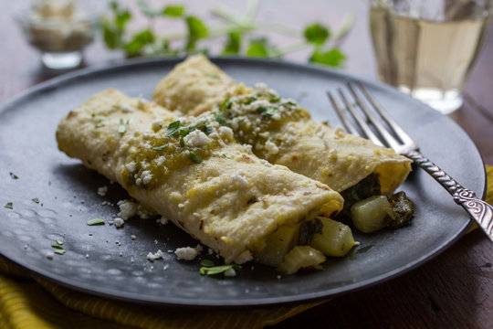 Greens and Chayote Enchilada.....