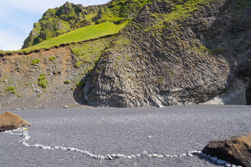 Light grey basalt columns near Reynisdrangar beach,  Iceand