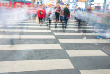 Busy city people on zebra crossing street
