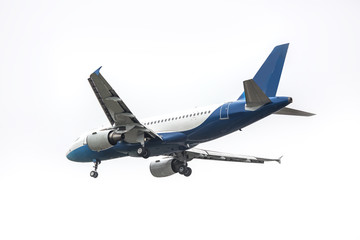 Place flying in sunset sky