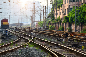 Fototapeta premium The train is on the railway