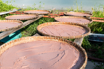 Shrimp paste in basket at Tai O village