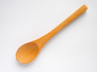 beech wood tea spoon on white background
