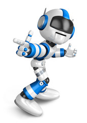 Blue robot character Pointing toward the front