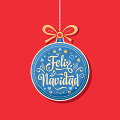 Naklejka na ściany i meble Feliz navidad. Xmas card on Spanish language. 