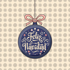 Feliz navidad. Xmas card on Spanish language. 