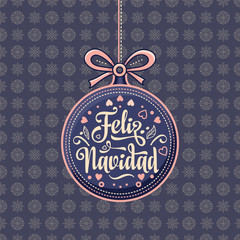 Feliz navidad. Xmas card on Spanish language. 