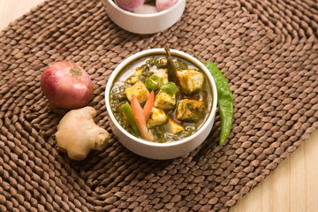 Palak Paneer or Spinach and Cheese Curry, Indian Food