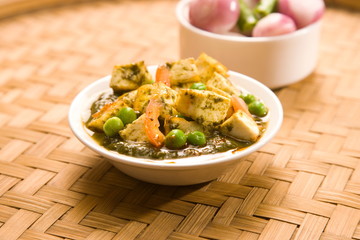 Palak Paneer or Spinach and Cheese Curry, Indian Food