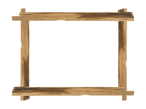 Picture frames made of plank wood isolated on white background