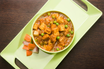 Paneer Masala with Peas or Cheese Cooked with Peas, Indian Dish